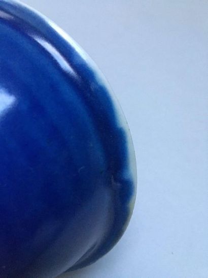 null CHINE 

Paire de bols circulaires évasés en porcelaine à fond monochrome bleu...