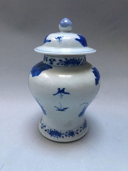 null CHINE 

Potiche couverte de forme balustre en porcelaine décorée en bleu sous...