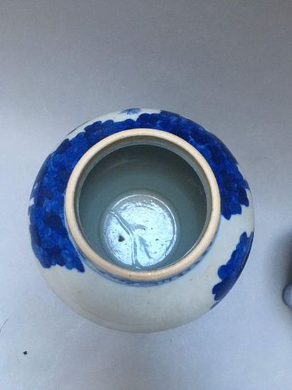 null CHINE 

Potiche couverte de forme balustre en porcelaine décorée en bleu sous...