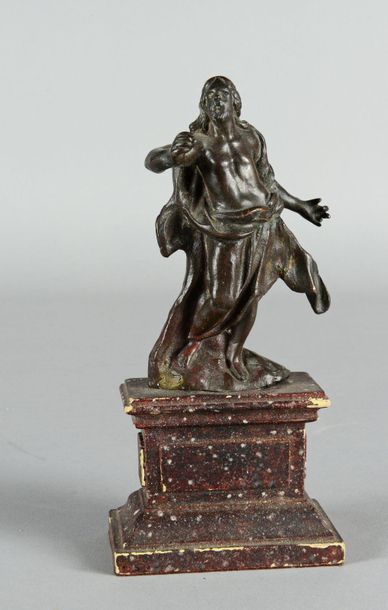 null Statuette en bronze patine médaille. " Christ de Résurrection " France XVIIe...