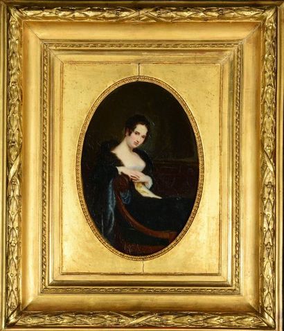 Ecole française du XIXème Portrait de jeune femme assise

Huile sur métal

22 x 15...