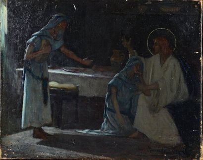 MARCEL CLEMENT Amédée Julien (1873 - 1950) Scène biblique

Huile sur toile 

signée...