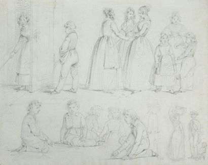 Attribué à GRANDVILLE Jean-Jacques (1803-1847) Etude de personnages

Dessin recto-verso

21...