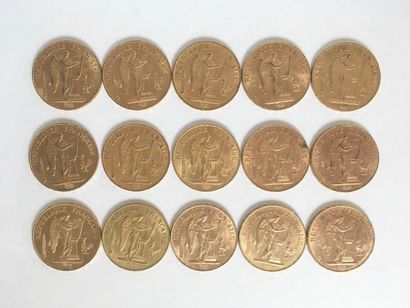 null 
15 pièces de 20 Francs or au Génie Dupré
