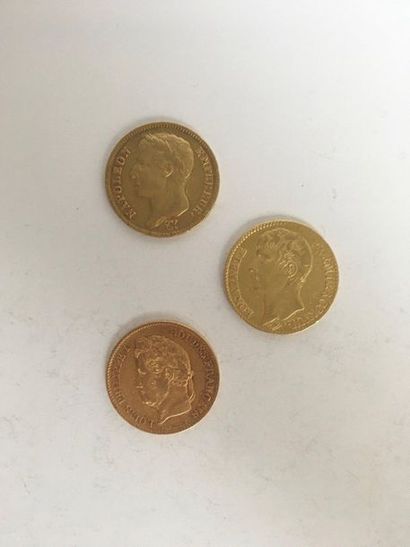 null 
3 pièces de 40 Francs or datées : An 12 – 1811 – 1833
