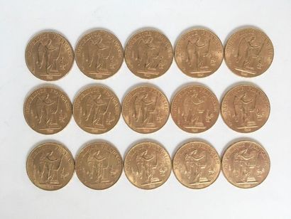 
15 pièces de 20 Francs or au Génie Dupr...