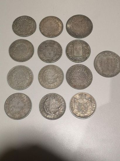null 13 pièces de 5 francs du Consulat à Louis XVIII :
Consulat, Empire, monnaies...