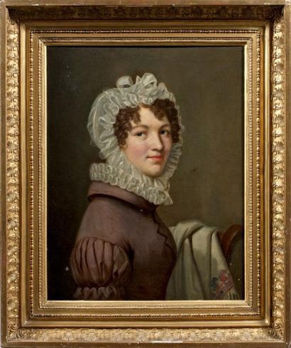 Attribué à Hubert REVE (1805 - 1871) Portrait présumé de sa femme, Marguerite Perseval,...