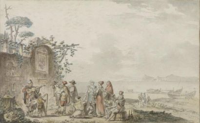 Ecole FRANCAISE vers 1800, suiveur de Pietro FABRIS Les Zampognari et la Neuvaine...