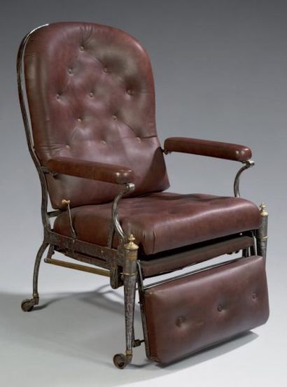BENJAMIN GESLIN (SERRURIER MECANICIEN ACTIF A PARIS VERS 1834-1839) Rare fauteuil...