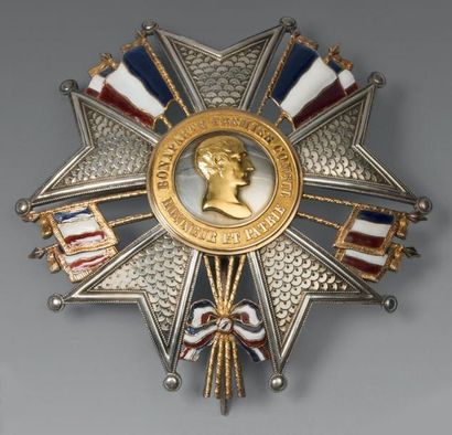 null Plaque de grand croix de l'ordre de la Légion d'Honneur en argent et or, émaillée,...