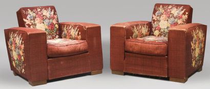 ADNET Jacques (1900-1984) (attribué à) Paire d'importants fauteuils confortables...