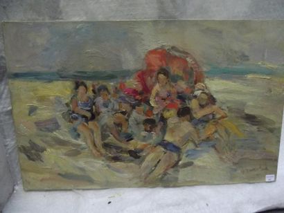 Jean-Baptiste GRANCHER (1911- 1974) Au soleil Huile sur toile, signée en bas à droite...