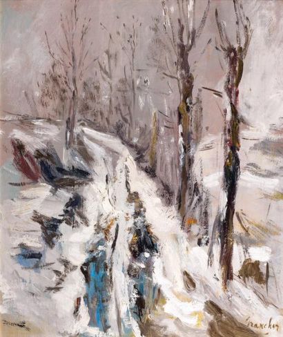 Jean-Baptiste GRANCHER (1911- 1974) Arbres sous la neige Huile sur toile, signée...