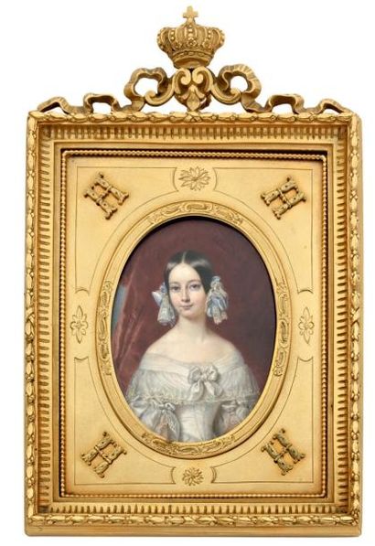 null Belle miniature figurant le portrait en buste de la Duchesse Ney-d'Elchingen....