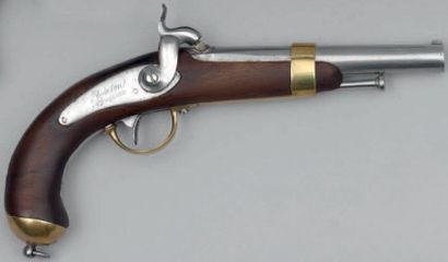 null Pistolet de marine de type 1837/1842, fabrication civile; platine gravée: "Judelin...