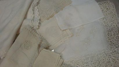 null Deux beaux mouchoirs, linon et dentelle à l'aiguille fin XIXème siècle, chiffre...
