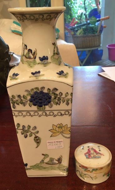 null Porcelain box with old man decoration 

A porcelain vase decorated with flowers...