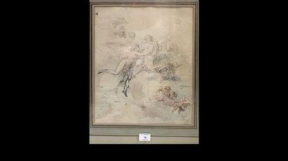 null 19th century FRENCH school Ceiling decoration, Venus crowning Apollo Watercolour...