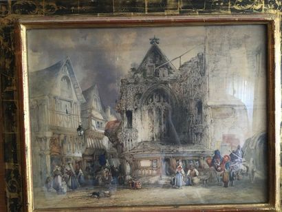 George HOWSE Street scene at the foot of a Gothic facade

Watercolor signed lower...