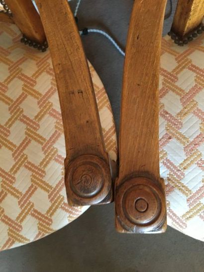 null Pair of fruitwood armchairs, roll-up backrest

Provincial Labour

Directoire...