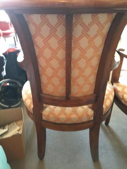 null Pair of fruitwood armchairs, roll-up backrest

Provincial Labour

Directoire...