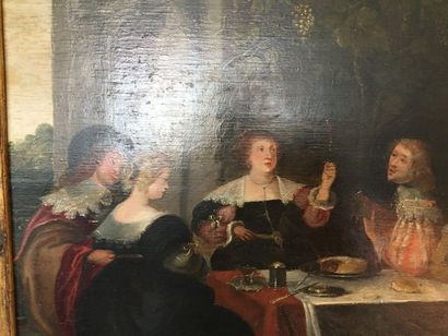 Ecole Flamande vers 1700, suiveur de Frans FRANCKEN Character at tables

Oil on panel

Restorations

46x40...