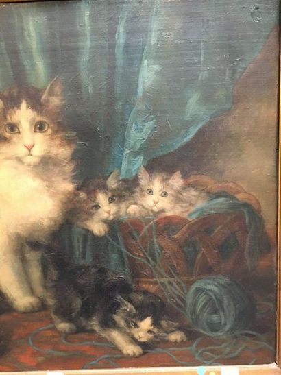 null Les chats 
Huile sur toile
54 x 65 cm 
Accidents