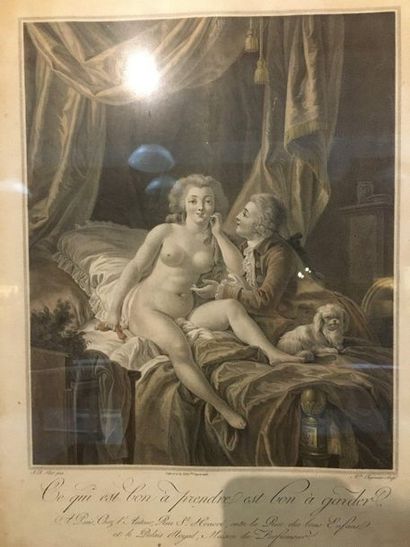 null Gravure érotique en noir "Ce qui est bon à prendre est bon à garder"