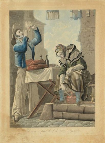 Jean -Baptiste LE PRINCE (1734 - 1781) 
La Vertu au cabaret
Le Chartier et la laitière.
Deux...