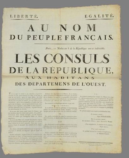 null Three posters concerning the western departments during the wars of the Vendée,...