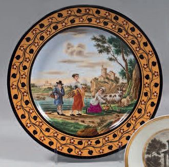 null Assiette en porcelaine de Paris de la première moitié du XIXe siècle.
Marque...