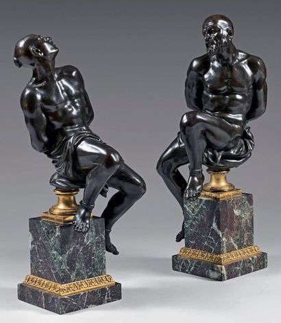 Pietro TACCA (d'après) 
Paire de figures en bronze ciselé et patiné représentant...