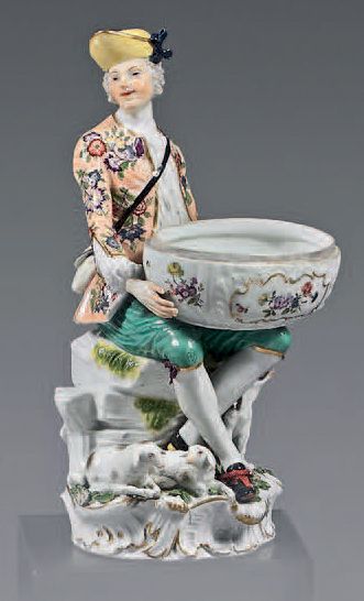 null Grande statuette en porcelaine de Meissen du XVIIIe siècle.
Marque en bleu aux...