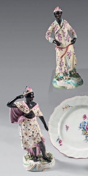 null Deux statuettes en porcelaine anglaise (Manufacture de
Derby) de la fin du XVIIIe...