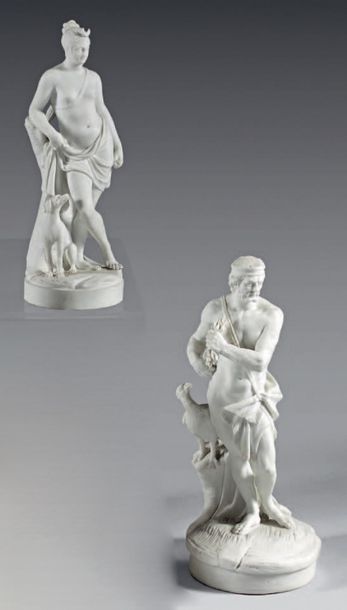 null Deux statuettes en biscuit de porcelaine de la fin du XVIIIesiècle, peut-être...