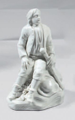 null Statuette en porcelaine blanche de Saint-Cloud du milieu du XVIIIe siècle. Représentant...