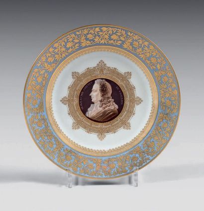 null Mid 19th century Sèvres porcelain plate. Mark in blue on the medallion with...