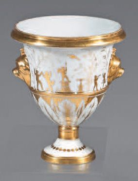 null Vase en porcelaine de Paris de la première moitié du XIXe siècle. De forme Médicis,...
