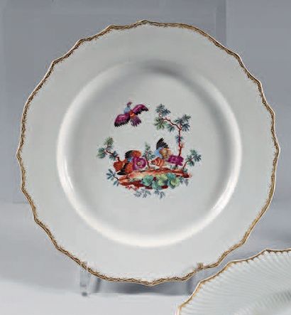 null Plate in Tournai porcelain of the end of the 18th century (3rd period). Mark...
