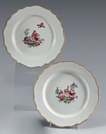null Two late
18th century Tournai porcelain plates (3rd period). Marks in hollow....