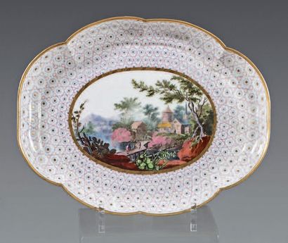 null Sèvres porcelain tray from the second half of the 18th century. Mark in blue...
