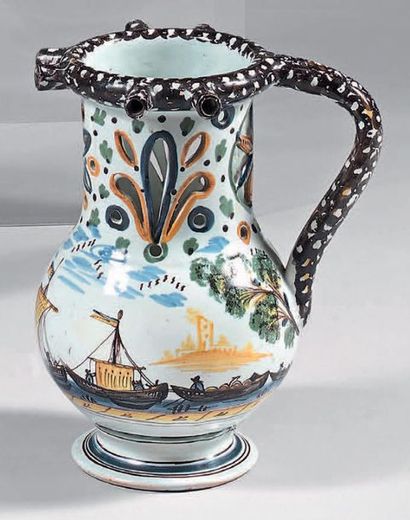 null Deceptive pitcher or surprise pot in Nevers earthenware from the early 19th...