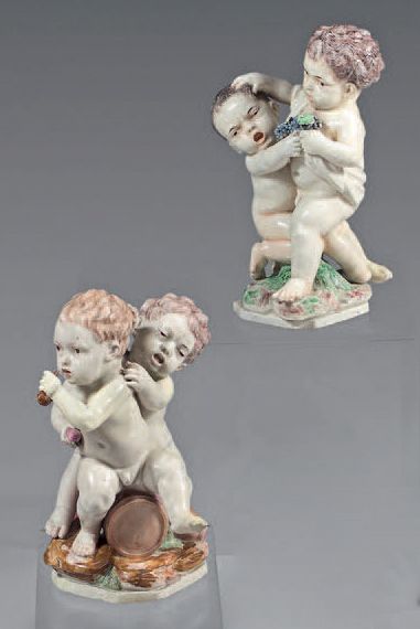 null Two Strasbourg porcelain groups from the second half of the 18th century. IH...