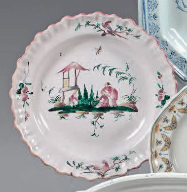 null 
18th century Moustiers earthenware dish (Fabrique de Ferrat). Contoured and...