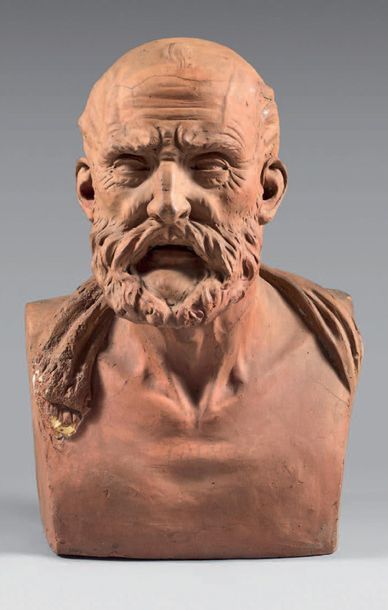 null Bust "à l'antique" in terracotta representing a Greek philosopher.
19th century...