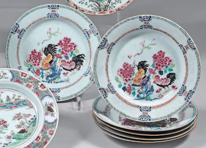 null Six assiettes en porcelaine de Chine. Yongzheng-
Qianlong, XVIIIe siècle. À...