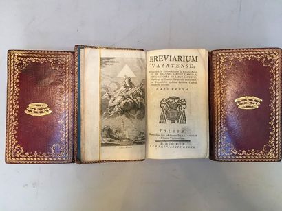 null [RELIURE en MAROQUIN ORNÉ - BAZAS].Breviarium Vazatenze. Tolosæ, 1770. 3 volumes...
