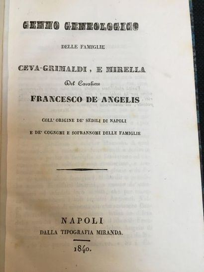 [CEVA-GRIMALDI & MIRELLA]. ANGELIS (Francesco de). Genno geneologico delle famiglie...