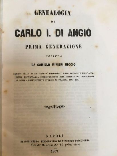 MINIERI RICCIO (Camillo). Genealogia di Carlo I. di Angio. Prima generazione. Napoli,...